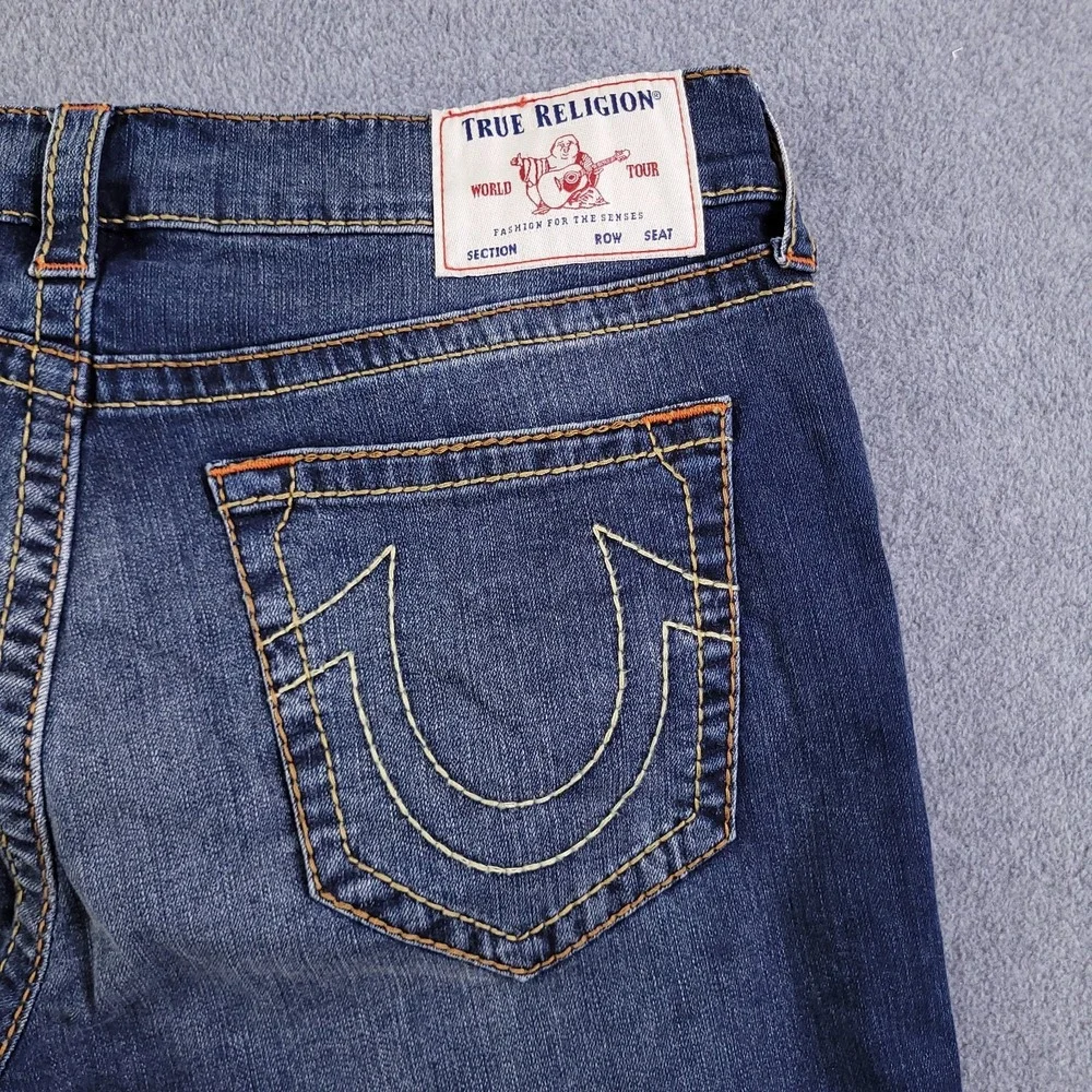 True Religion Jeans Mens 38x34 Geno Relaxed Slim Rope Stitch Blue Fade